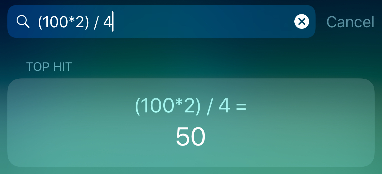 iPhone quick calculator