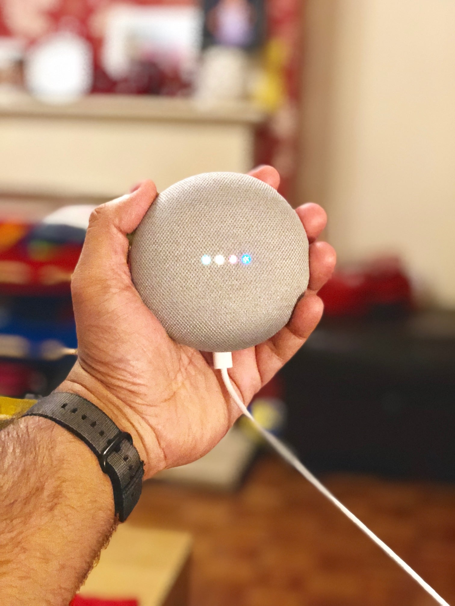 @cchana holding a Google Home Mini