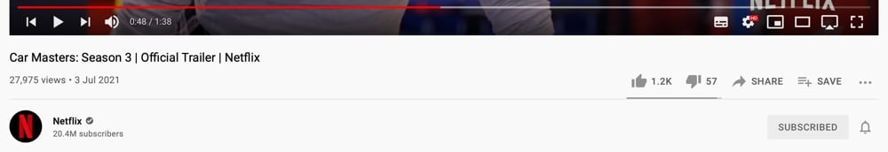 Real content loaded into the YouTube UI