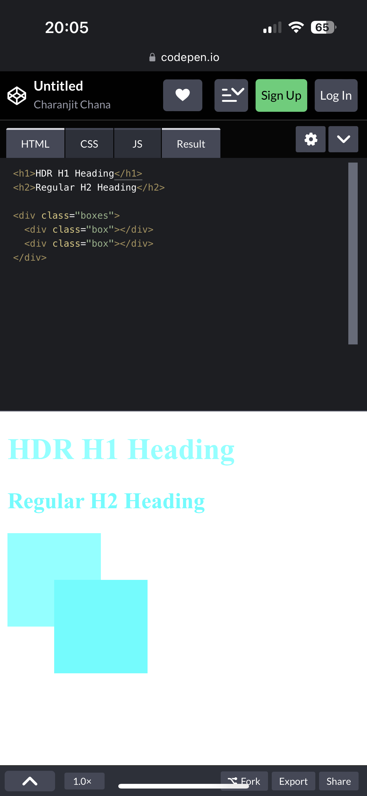 screenshot of HDR colours in Safari on iOS