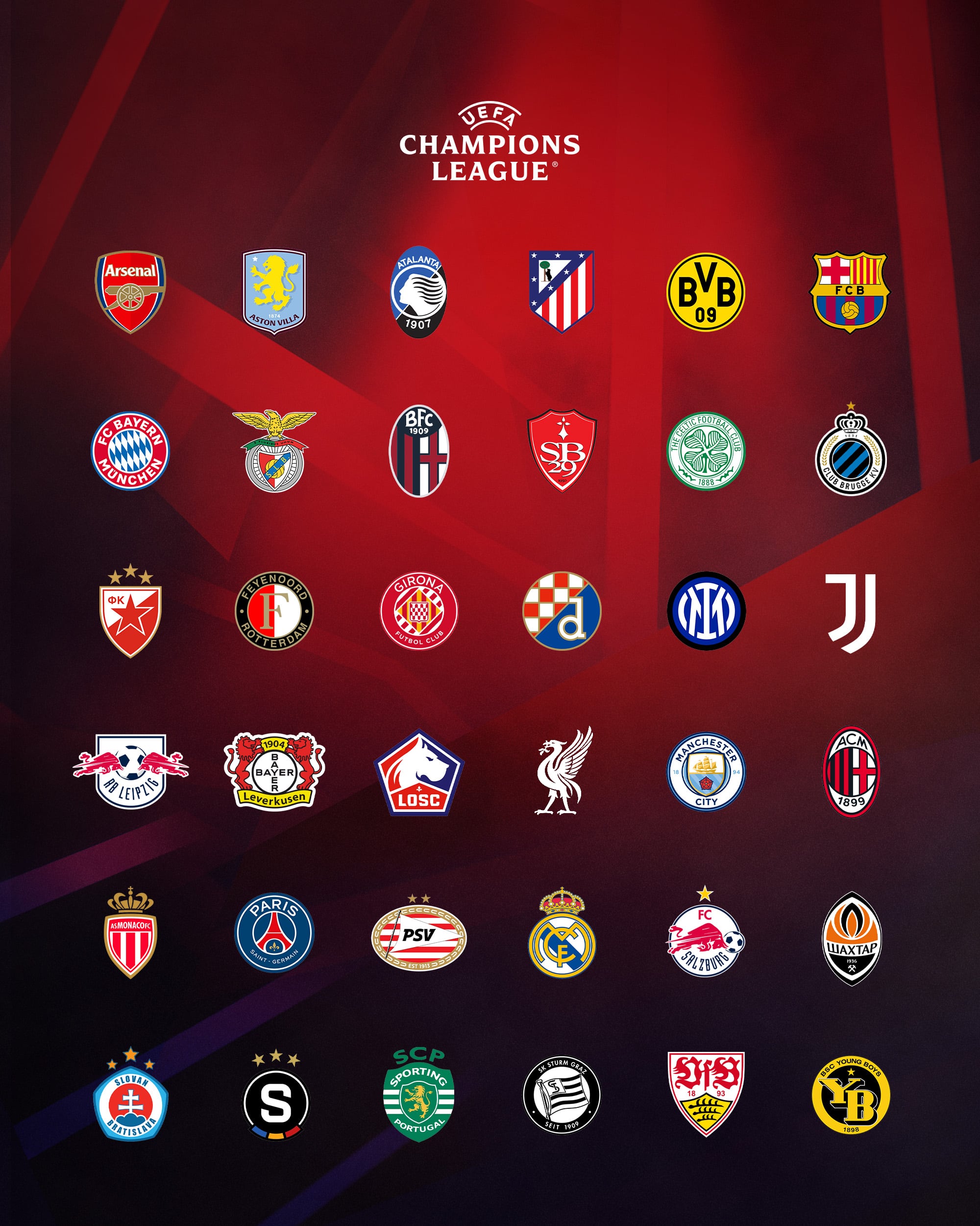 Champions League graphic with a liver bird crest, instead of the liver bird and initials combination for Liverpool FC