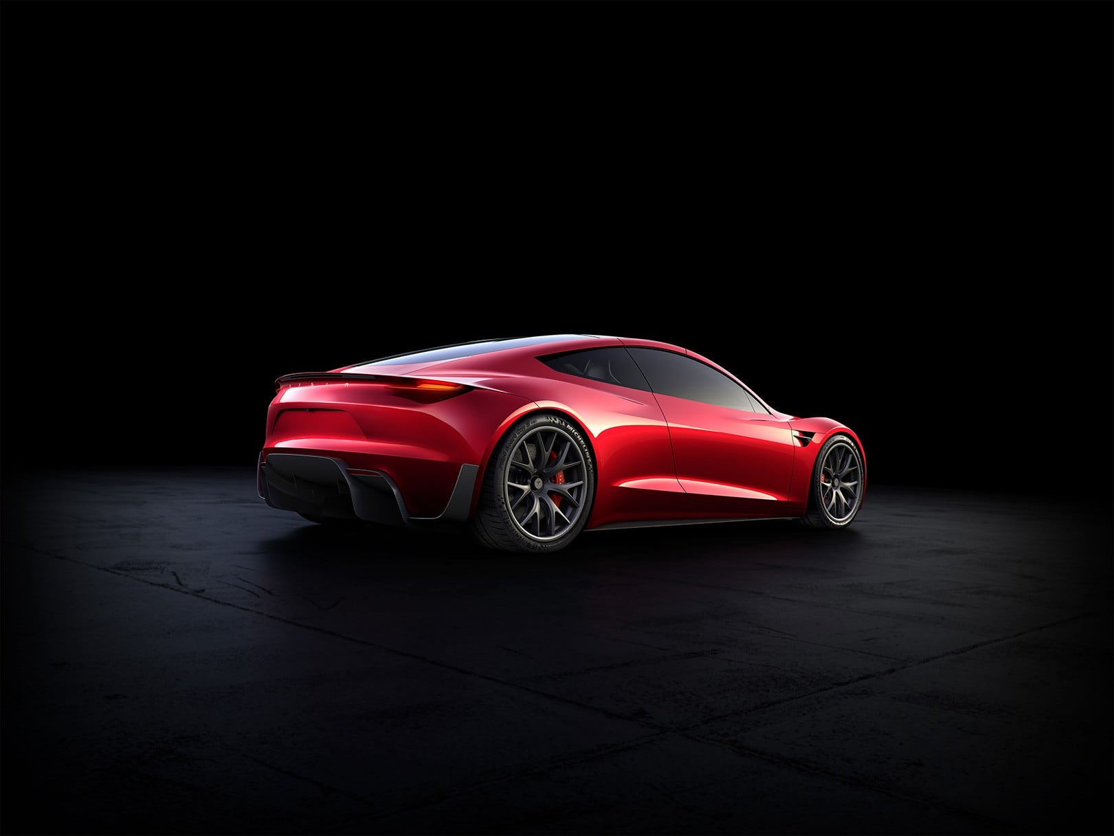 Rear view of the Tesla Roadster 2020