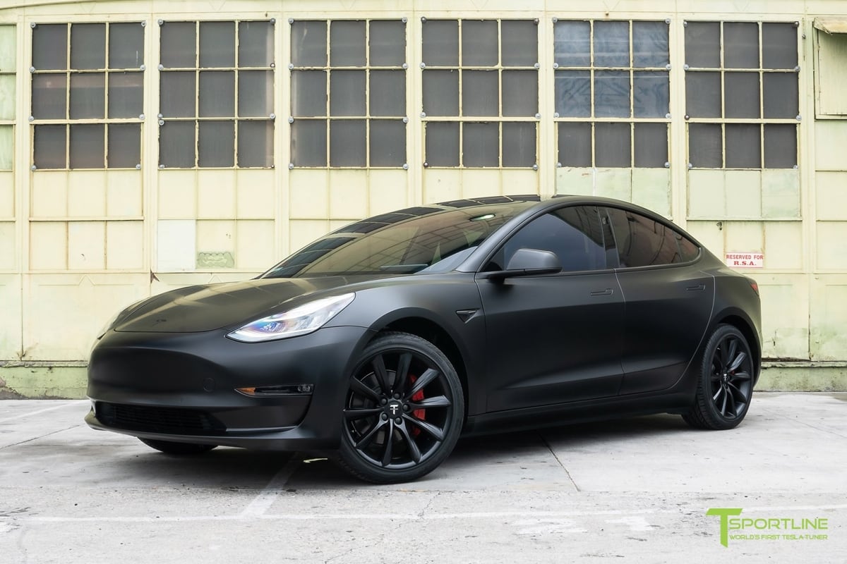 Model 3 wrapped in matte black